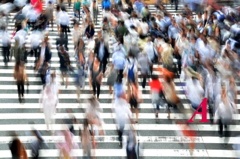 crowded street crosswalk